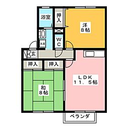 グランホリゾンD 2LDKの間取図画像