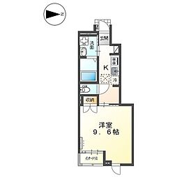 ヴェルジェX 1Kの間取図画像