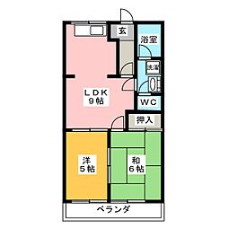 メモリアルコーポ1 2LDKの間取図画像