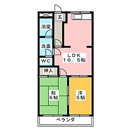 プライトハウス 2LDKの間取図画像
