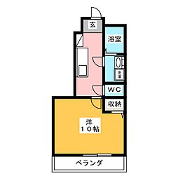 メルヴェールA 1Kの間取図画像