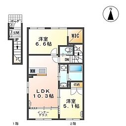 岐阜市薮田西O様2期新築アパート 2LDKの間取図画像