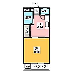 コーポグランデ立花 1Kの間取図画像
