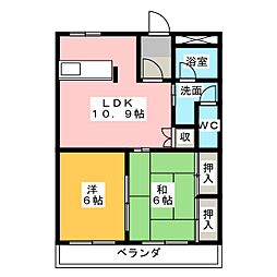 サンティアラB 2LDKの間取図画像