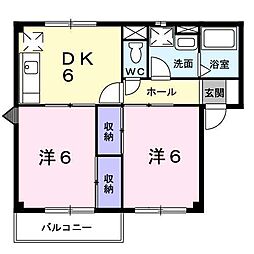 クレセントイワイ 2DKの間取図画像