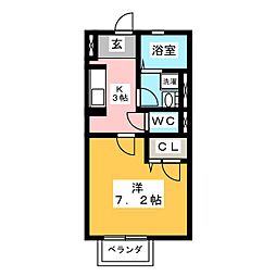 シティハイム城南F 1Kの間取図画像