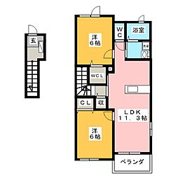 アリア2 2LDKの間取図画像