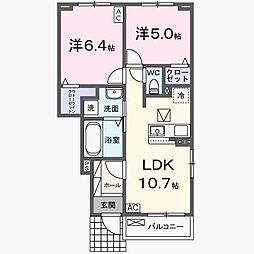 ヌーヴォーエベル3 2LDKの間取図画像