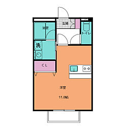 シティハイム城南A ワンルームの間取図画像