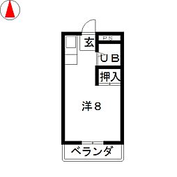 プチコーポみさ ワンルームの間取図画像