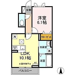 アネシス県庁東 1LDKの間取図画像