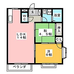 ハイツ南塚 2LDKの間取図画像