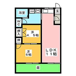 タウニィユートピアA 2LDKの間取図画像