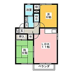 グランホリゾンB 2LDKの間取図画像