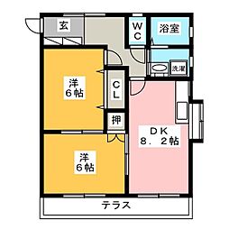 ペットシャトー 2DKの間取図画像