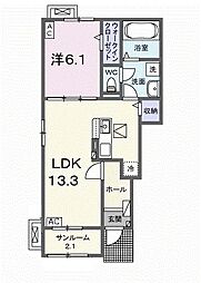 セシル 1LDKの間取図画像