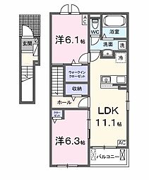サンデヴォーテI 1LDKの間取図画像