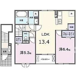 グラース 2LDKの間取図画像