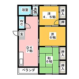 朝霧ビル 3DKの間取図画像