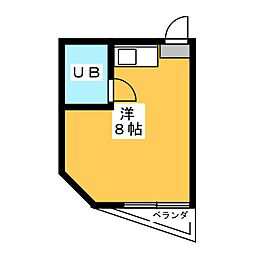マツバハイツ5 ワンルームの間取図画像