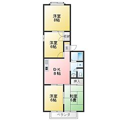 エースハイツA 4DKの間取図画像