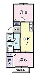 セピアガーデン高橋 2DKの間取図画像