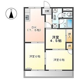 サンテラスナワV 3DKの間取図画像