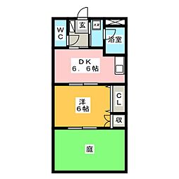 ぷるぷる 1DKの間取図画像