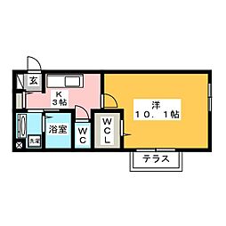 リブフラット 1Kの間取図画像