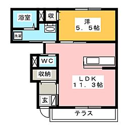 リリーワイズ 1LDKの間取図画像