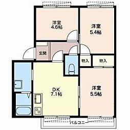 フレグランス田中A 3DKの間取図画像