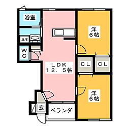 DreamForest北島 2LDKの間取図画像