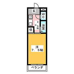 スカイレジデンス 1Kの間取図画像