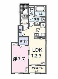 アルドーレ2 1LDKの間取図画像
