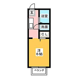 サンブライトA ワンルームの間取図画像