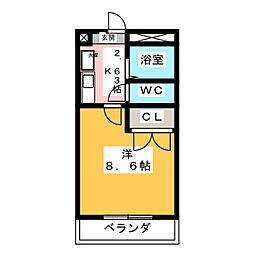 ハーモニー 1Kの間取図画像