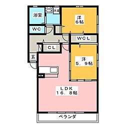 M・A・S2013A 2LDKの間取図画像