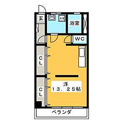 メゾンラピス ワンルームの間取図画像
