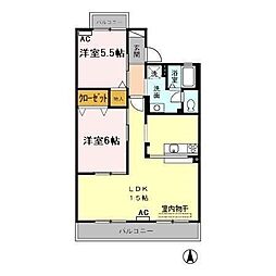 グランディールハヤシ 2LDKの間取図画像
