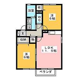 パストラル八幡 2LDKの間取図画像