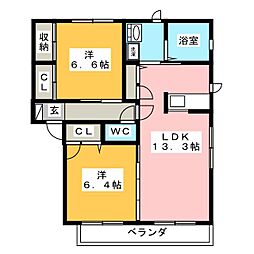 ブルームリーフ 2LDKの間取図画像