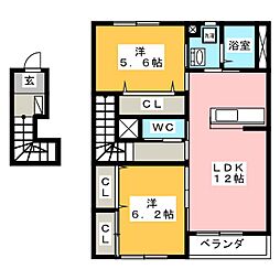 リベル 2LDKの間取図画像