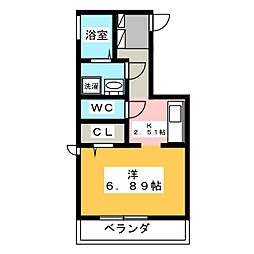 ポラリス 1Kの間取図画像