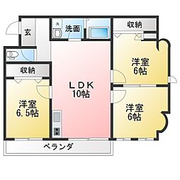 ミノジュービル 3LDKの間取図画像