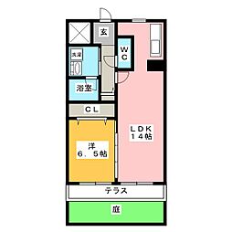 ポルテボヌール 1LDKの間取図画像