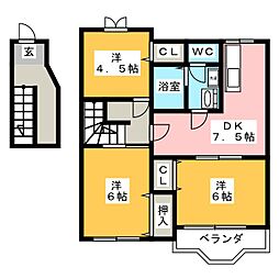 フレッサA 3DKの間取図画像