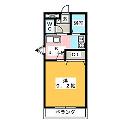 メゾンドゥビジュ1 1Kの間取図画像