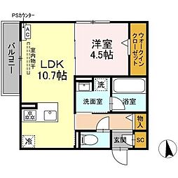 セレスティア鷺山 EAST 1LDKの間取図画像