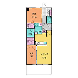 サンリヤン岐阜グランコンド 10階2LDKの間取り