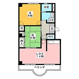 トゥアマンション 2LDKの間取図画像